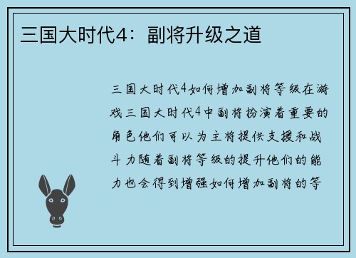 三国大时代4：副将升级之道